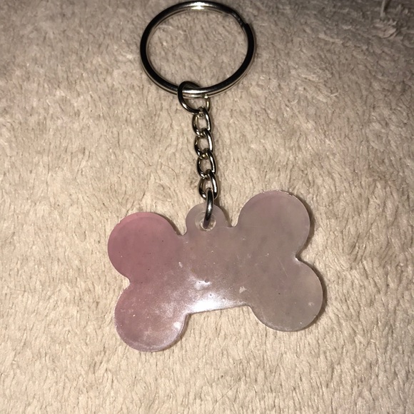 Custom epoxy bone 🦴 shaped keychain light pink colored customizable New - Picture 2 of 3